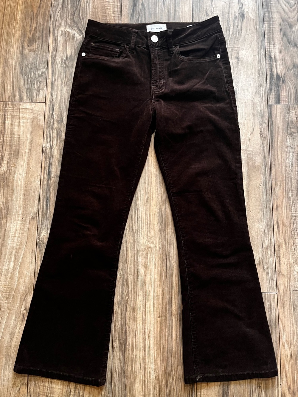 FRAME LE CROP MINI BOOT Corduroy Pants in Espresso 27